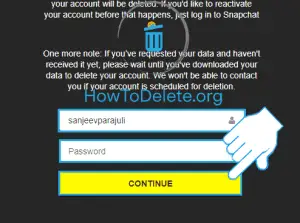 Snapchat delete confirmation