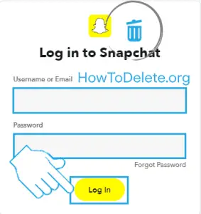 Snapchat login to delete