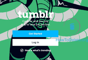 delete tumblr account homepage
