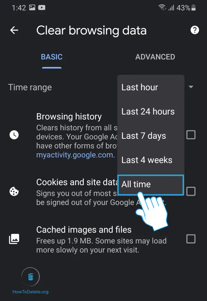 how to delete history on google chrome mobile