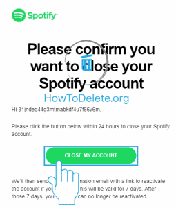 Spotify close account email confirmation 