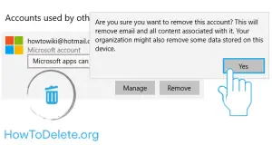 Microsoft account remove confirmation 