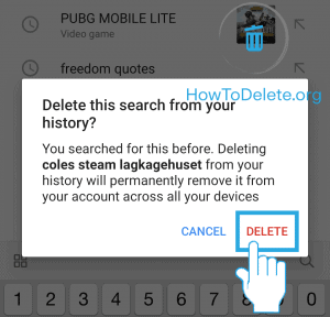 google search delete via google app