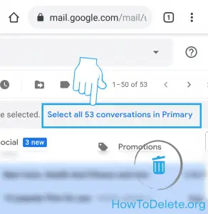 Gmail select all the email for delete