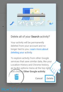 delete history permanently via google app 