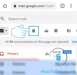 gmail all email delete to trash