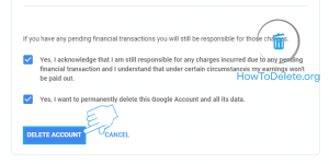 delete google account confirmation