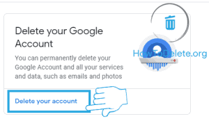 google account delete option