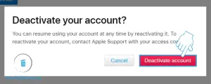 deactivate apple account iPhone 
