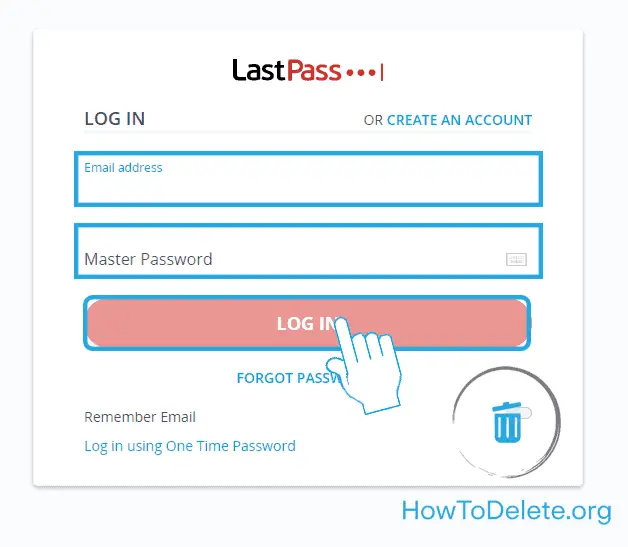 unable to login lastpass delete account