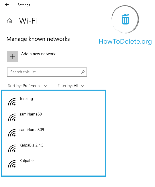 Click on the network name