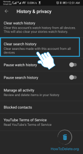 Tap on Clear search history