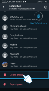 Tap on Delete group