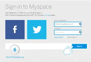sign in to Myspace