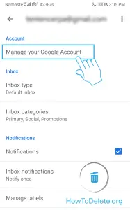 tap on Manage your Google Account