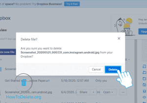 dropbox desktop app delete folder