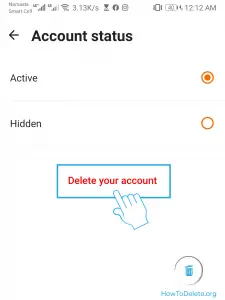 Tap Delete your account