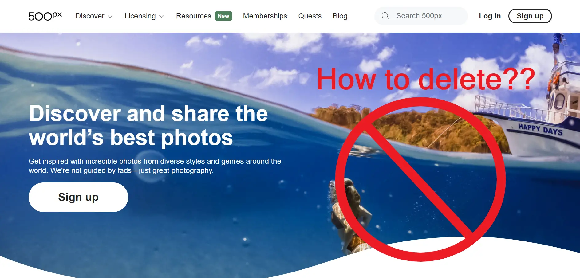 How to delete your 500px account?